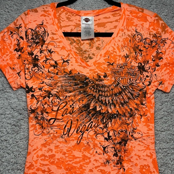 Harley-Davidson Tops - Harley Davidson Shirt Womens Large Las Vegas Eagle Wings Motorcycles Streetwear